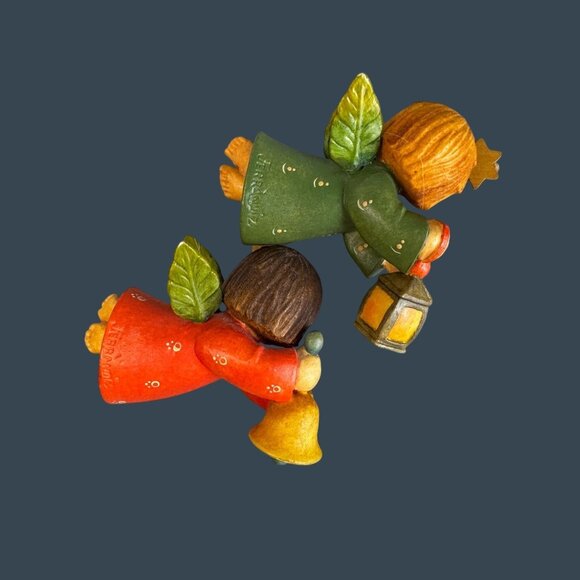 Anri Ferrandiz Flying Angels Pair Lantern And Bell Hand Painted Italy 4" - Picture 4 of 7